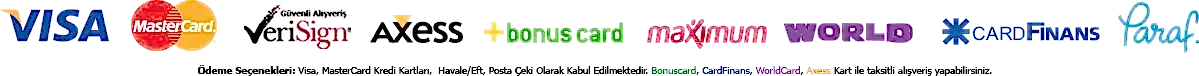 Visa, Mastercard, Axess ile güvenli ödeme seçenekleri